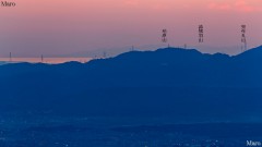 比叡山から淡路島、諭鶴羽山地、大阪湾を遠望 夕焼け 京都市左京区