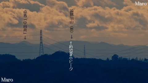 大文字山の山頂（三角点）から諭鶴羽山と手前に重なる小ピークを望む 2010年12月