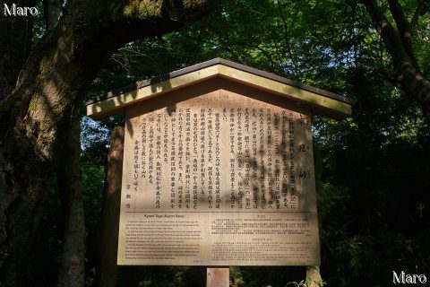 京見峠 解説板 京都市北区鷹峯堂ノ庭町・大宮釈迦谷 京見峠茶家の付近 2016年4月
